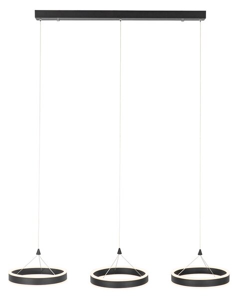 Lampă suspendată neagră dreptunghiulară incluzând LED cu dimmer în 3 trepte cu 3 lumini - Lyani