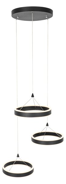 Lampă suspendată neagră rotundă cu LED cu dimmer în 3 trepte cu 3 lumini - Lyani