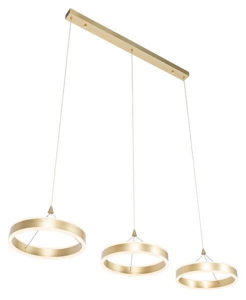 Lampă suspendată din alamă dreptunghiulară incluzând LED cu 3 trepte de reglare a luminozității cu 3 lumini - Lyani