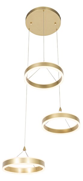 Lampă suspendată din alamă rotundă inclusiv LED cu dimmer în 3 trepte cu 3 lumini - Lyani