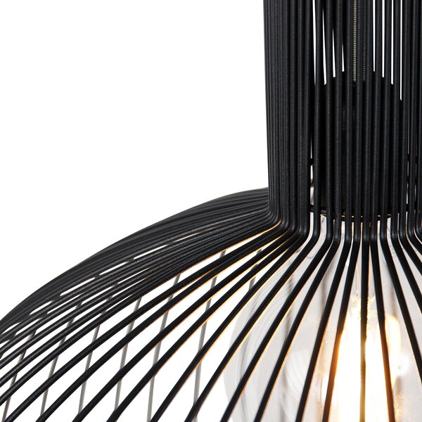 Lampă suspendată rotundă inteligentă neagră 50 cm incl. Wifi G95 - Dos