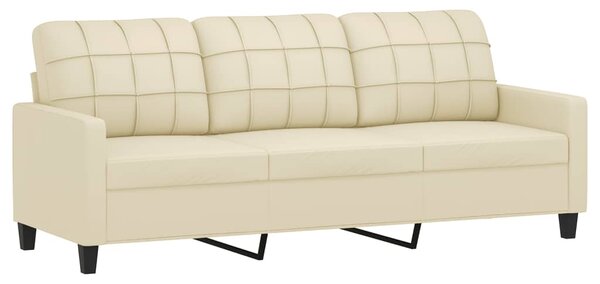 Canapea cu 3 locuri, crem, 180 cm, piele ecologică