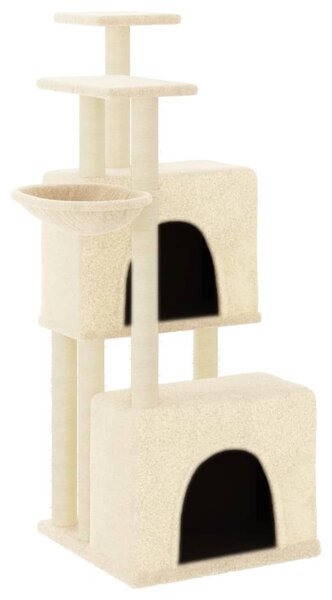 Ansamblu de pisici cu stâlpi din funie de sisal, crem, 122 cm