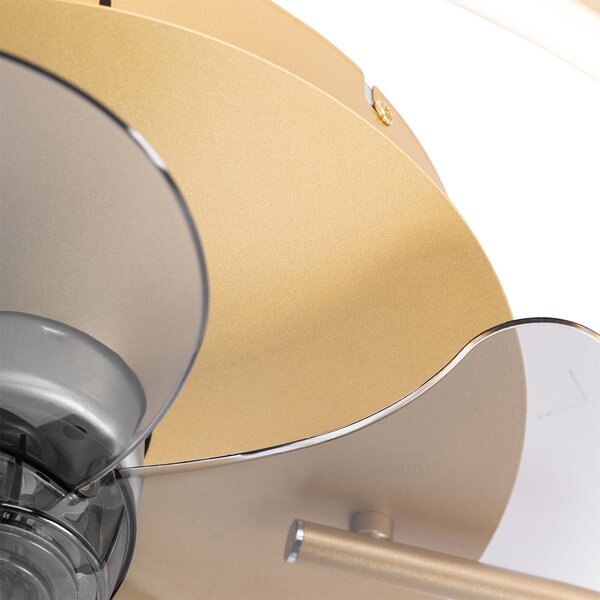 Ventilator de tavan alamă 50cm incl. LED Dimmable cu telecomandă - Maddy