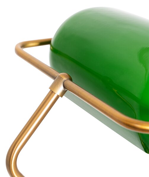 Lampă de podea clasică notar bronz cu sticlă verde - Banker