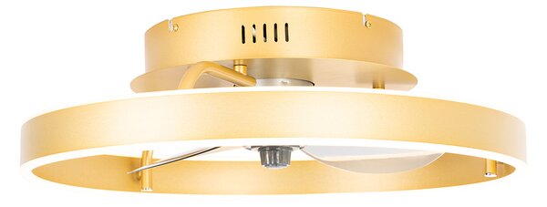 Ventilator de tavan alamă 50cm incl. LED Dimmable cu telecomandă - Maddy