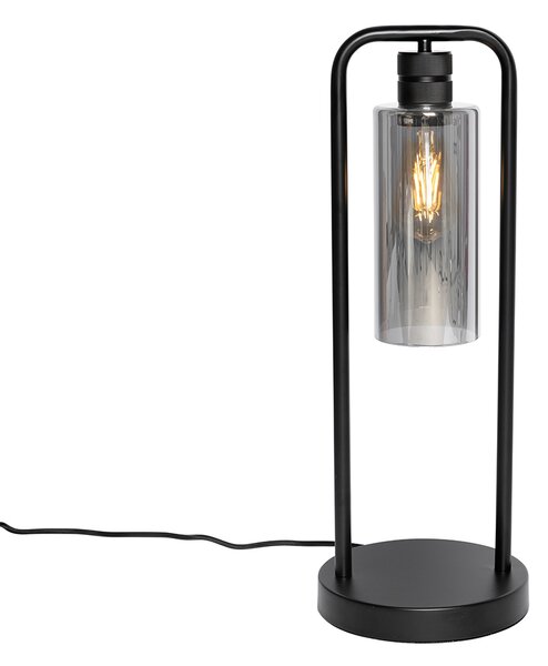 Lampă de masă modernă neagră cu sticlă fumurie - Stavelot