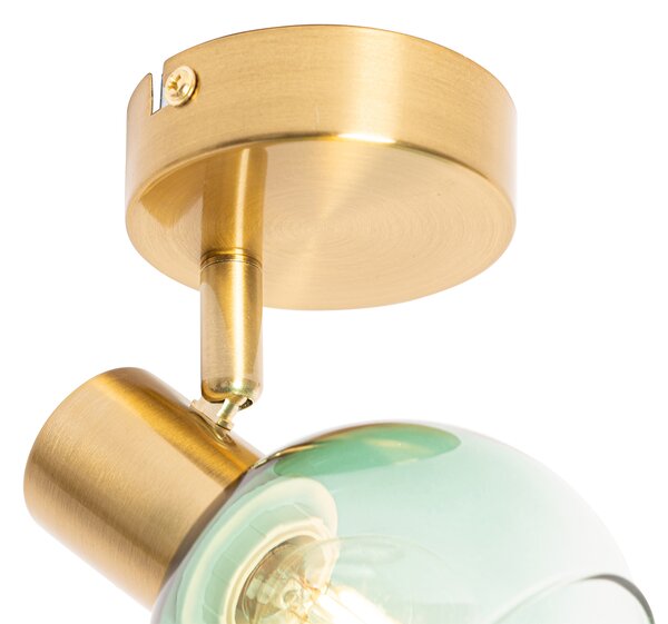 Spotlight Art Deco auriu cu sticlă verde - Vidro