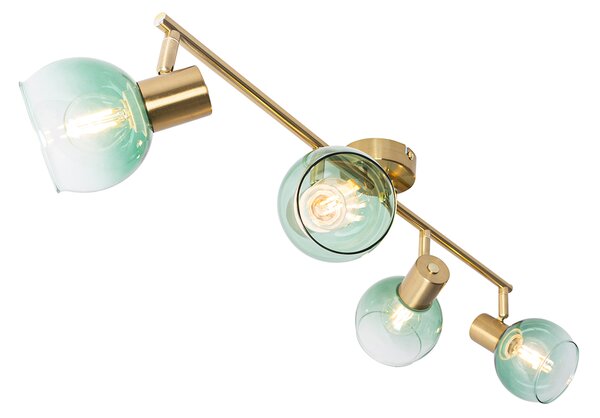 Spotlight Art Deco auriu cu sticlă verde 4 lumini - Vidro
