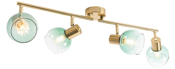 Spotlight Art Deco auriu cu sticlă verde 4 lumini - Vidro