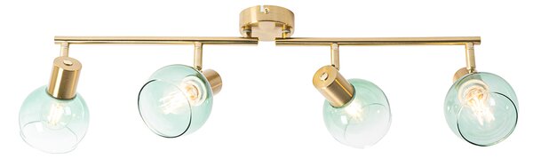 Spotlight Art Deco auriu cu sticlă verde 4 lumini - Vidro