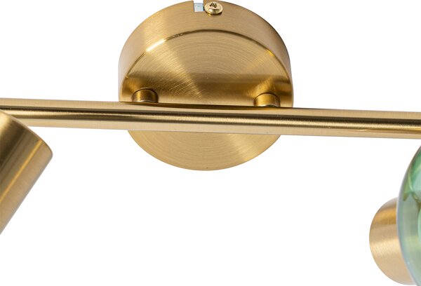 Spotlight Art Deco auriu cu sticlă verde cu 2 lumini - Vidro