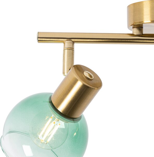 Spotlight Art Deco auriu cu sticlă verde cu 2 lumini - Vidro