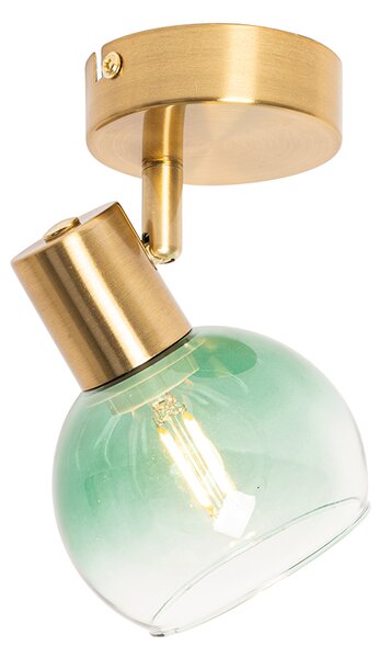 Spotlight Art Deco auriu cu sticlă verde - Vidro