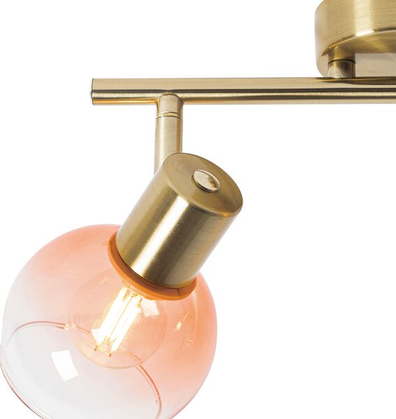 Spotlight Art Deco auriu cu sticlă roz 2 lumini - Vidro
