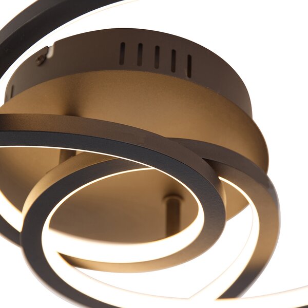Plafoniera neagră 45 cm inclusiv LED cu dimmer în 3 trepte - Rowin