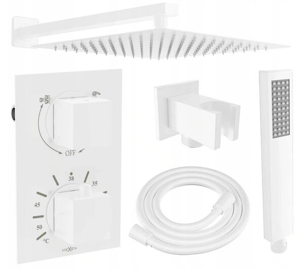Mexen CUBE - Set de duș ascuns cu 2 ieșiri 6 în 1, alb, 5907709105777