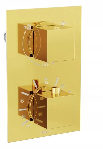 Mexen CUBE - Set de duș ascuns cu 2 ieșiri 6 în 1, auriu, 5907709105776