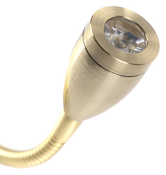 Aplică de perete aurie cu USB și abajur alb 18 cm - Brescia Combi