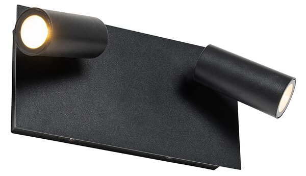 Lampa de perete exterioara moderna neagra cu LED 2 lumini IP54 - Simon