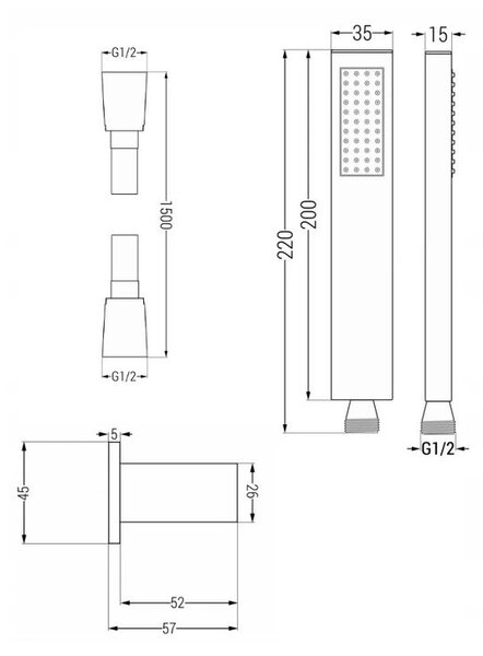 Mexen CUBE - Set de duș ascuns cu 3 ieșiri 7 în 1, alb, 77503-set