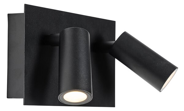 Lampa de perete exterioara moderna neagra cu LED 2 lumini IP54 - Simon