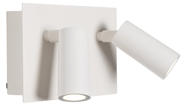 Lampă de perete exterioară albă cu LED inclusă, senzor de mișcare cu 2 lumini - Simon