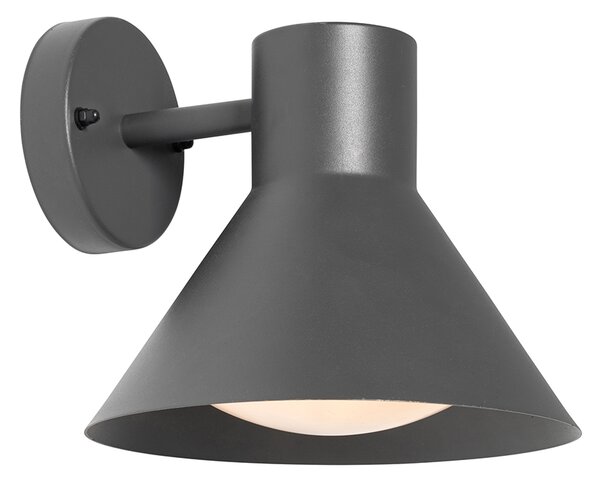 Lampă de perete exterioară industrială gri închis con IP44 - Natas