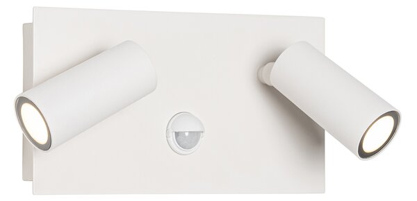 Lampă de perete exterioară albă cu LED inclusă, senzor de mișcare cu 2 lumini - Simon