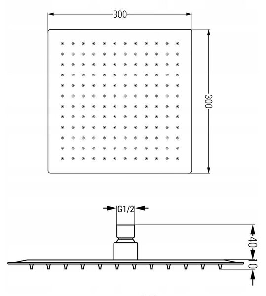 Mexen CUBE, braț ascuns 40cm + cap de duș 30x30cm, negru, 79112-70+79130-70
