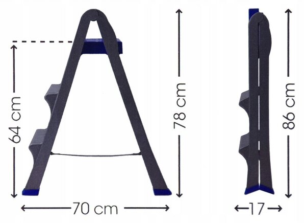 Scară din plastic Skala maro, 47 x 70 x 78 cm