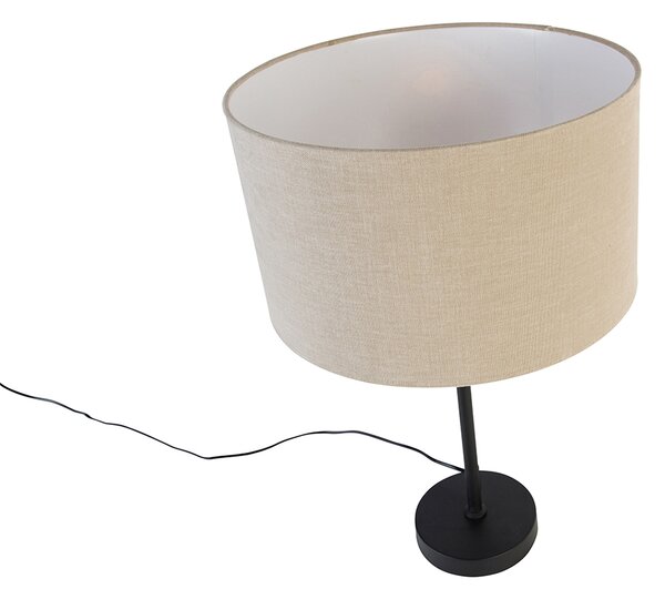 Lampă de masă neagră reglabilă cu abajur maro deschis 35 cm - Parte