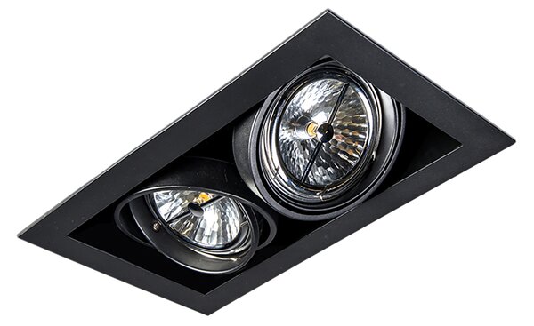 Set de 6 spoturi incastrate negre AR111 reglabile cu 2 lumini - Oneon