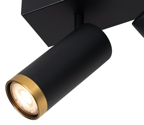 Plafoniera moderna cu spoturi negre cu bronz, 4 lumini reglabile - Renna