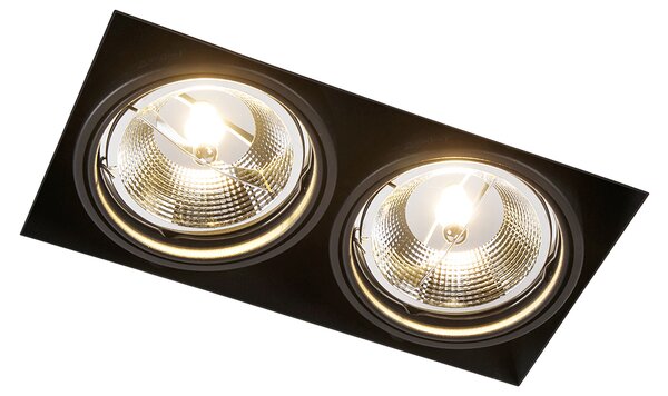 Set de 3 spoturi îngropate negre GU10 AR111 fără bordură 2 lumini - Oneon