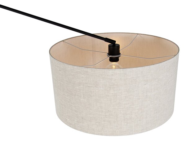 Lampa de podea neagra cu abajur gri deschis 50 cm reglabil - Editor