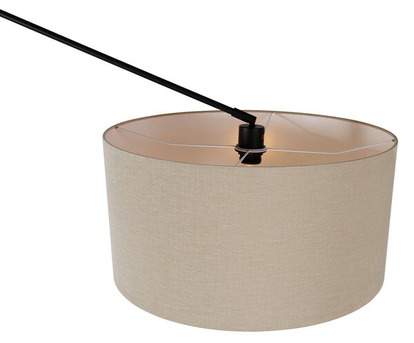 Lampă de podea neagră cu abajur maro deschis 50 cm reglabil - Editor