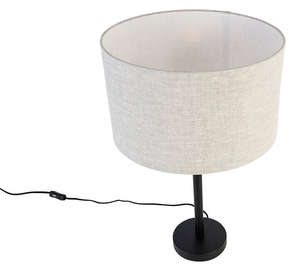Lampă de masă modernă neagră cu abajur din in gri deschis 35 cm - Simplo