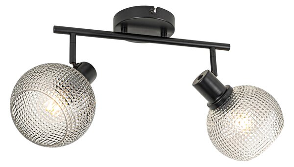 Spotlight de design negru cu sticlă fumurie cu 2 lumini - Chico