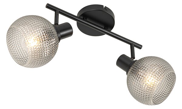Spotlight de design negru cu sticlă fumurie cu 2 lumini - Chico