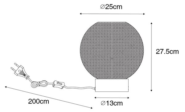 Lampa de masă de design neagră cu sticlă fumurie - Chico
