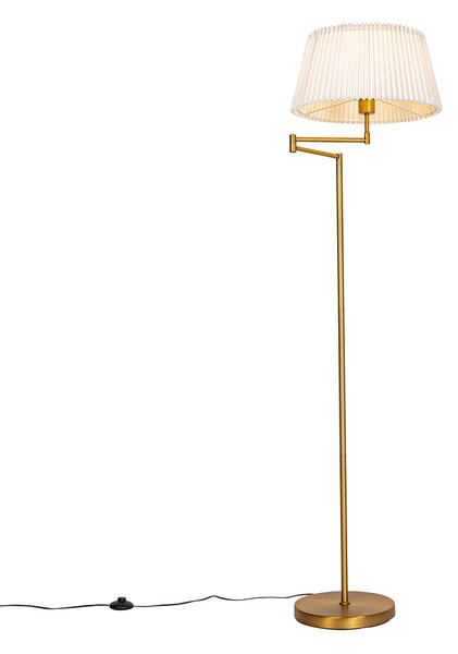 Lampă de podea bronz cu abajur alb plisat și braț reglabil - Ladas Deluxe