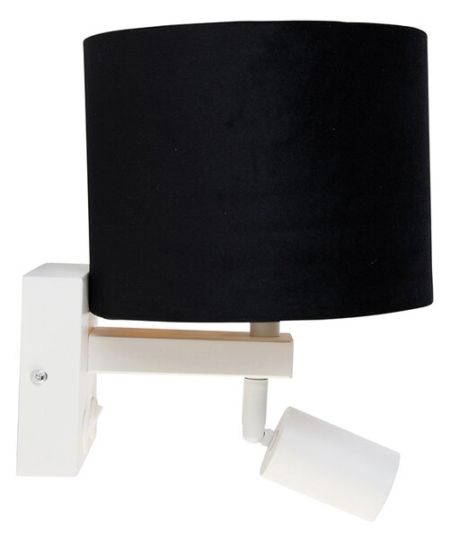 Aplică albă cu lampă de citit și abajur 18 cm negru - Brescia