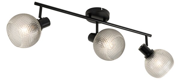 Spot de design negru cu sticlă fumurie cu 3 lumini - Chico