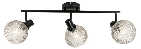Spot de design negru cu sticlă fumurie cu 3 lumini - Chico