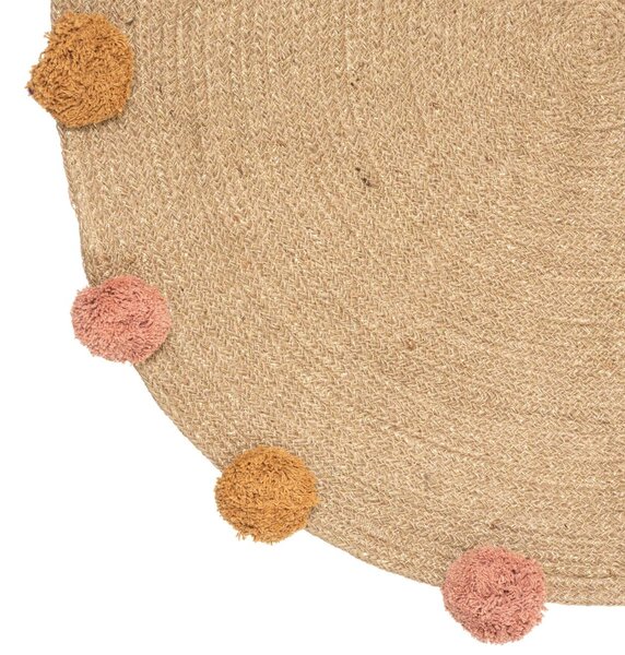 Covor de iuta pentru copii, POMPONS 78 cm