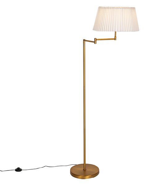 Lampă de podea bronz cu abajur alb plisat și braț reglabil - Ladas Deluxe