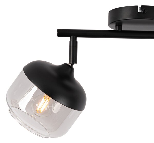 Spotlight de design negru cu aur și sticlă fumuriu 2 lumini - Kyan