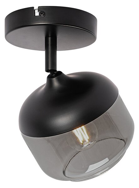 Spotlight de design negru cu auriu și sticlă fumurie - Kyan