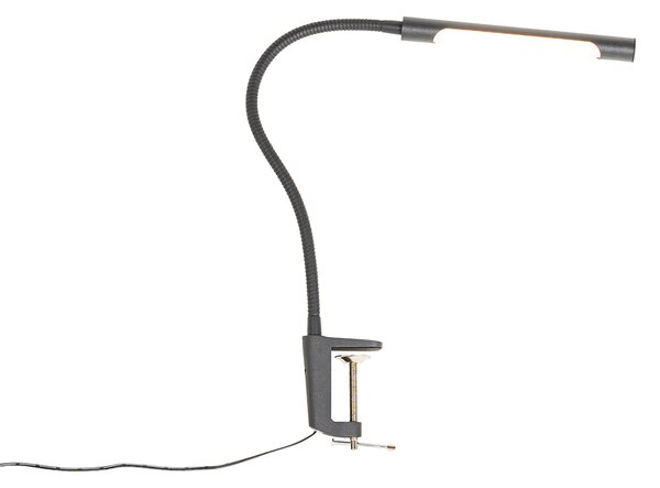 Lampă de birou cu clește neagră incluzând LED cu dimmer tactil - Lionard